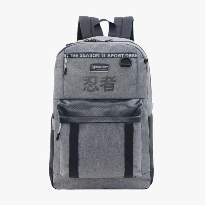 PAUSE Printed Grey School Backpack for Kids - Image 1